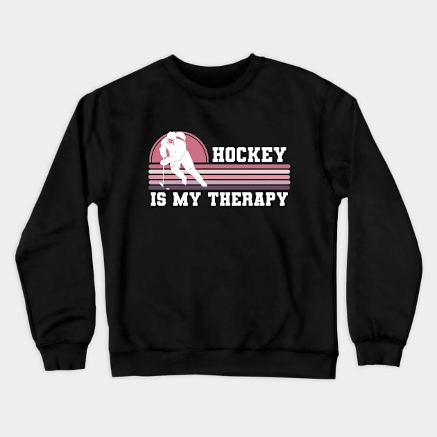 Ice Hockey Is My Therapy Crewneck Sweatshirt by coloringiship